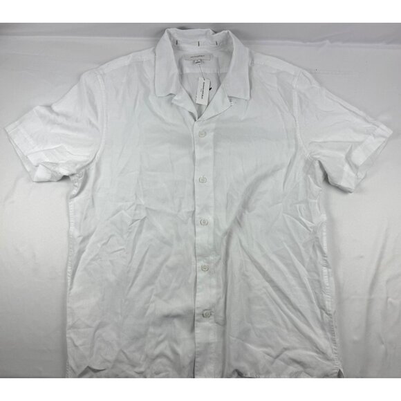 NWT Banana Republic Shirt Mens L White Linen Button Up Camp Standard Fit - Picture 1 of 6